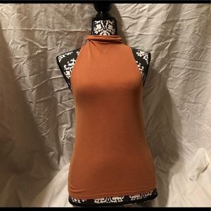 Rust Colored Turtleneck Tank Top